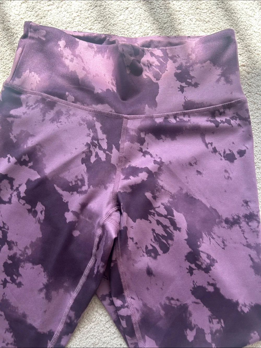 Womens Purple Marble Patterned Active Leggings